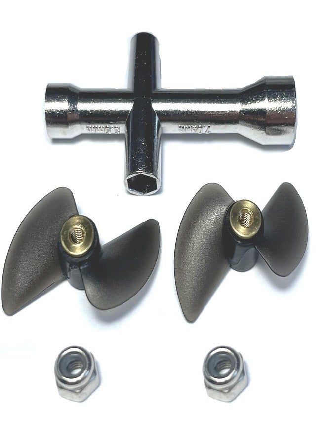 ZDingTech 2pcs H102 Propeller Parts for H120 TKKJ H100 H106 H108 RC Boat Parts, H102 RC Boat Propeller with Nuts and Wrench - Image 2